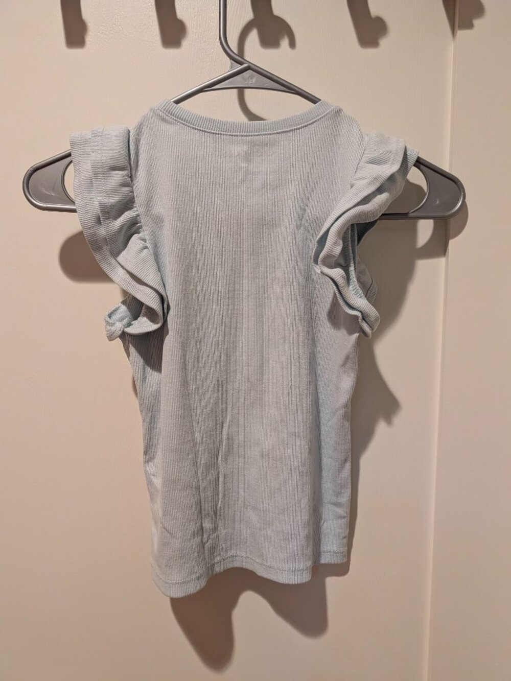 Crewcuts by J.Crew Girls Light Blue Ribbed Flutter Sleeve Top Sz L (10-11) - Picture 3 of 3
